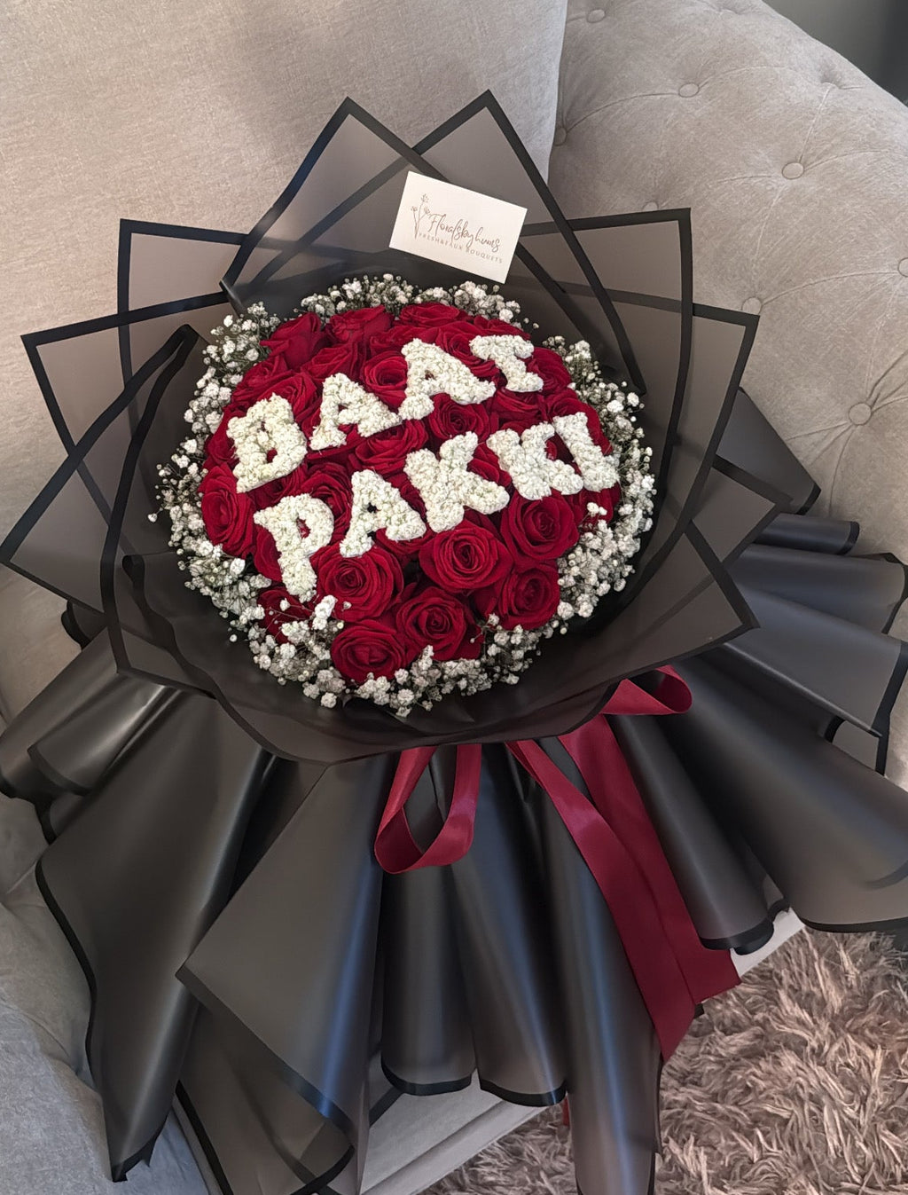Premium rose skirt bouquet (customisable top lettering)
