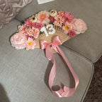 Pink faux flower fan bouquet